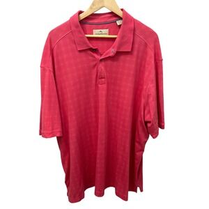 Tommy Bahama Men's XXL Pima Cotton Golf Polo Coral Pink Tonal Plaid Luxury